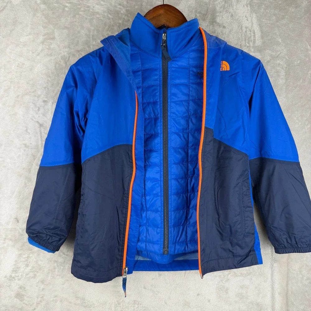 The North Face Boys Triclimate 3-in-1 Jacket Blue Navy Orange Size S 7/8 DryVent